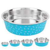 Deco-Blue Stainless Steel Bowls, No-Skid Base