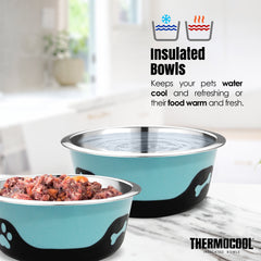 Thermocool Insulated Pet Bowls, No-Skid Base (Blue)