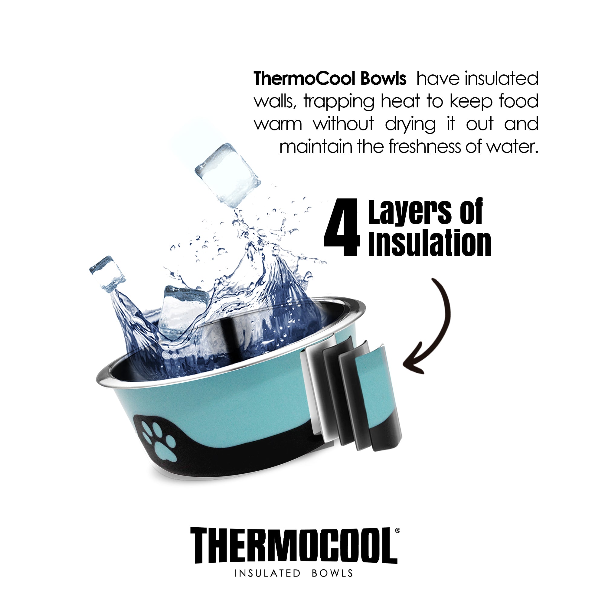 Thermocool Insulated Pet Bowls, No-Skid Base (Blue)