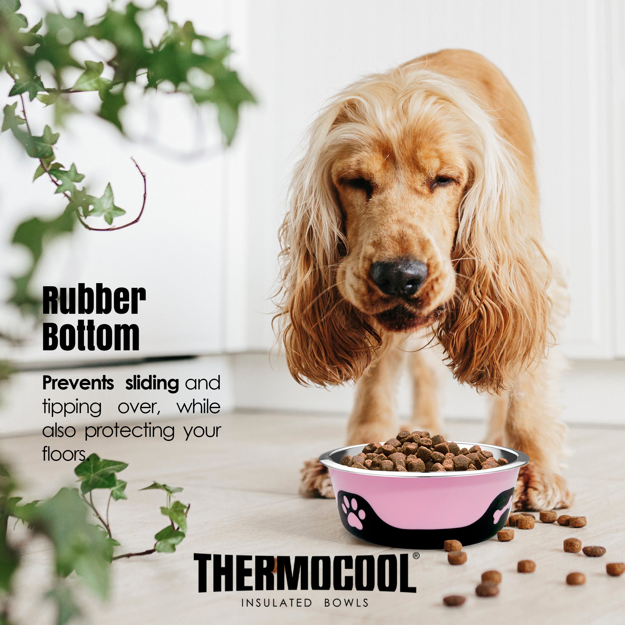Thermocool Insulated Pet Bowls, No-Skid Base (Pink)