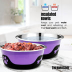 Thermocool Insulated Pet Bowls, No-Skid Base (Purple)