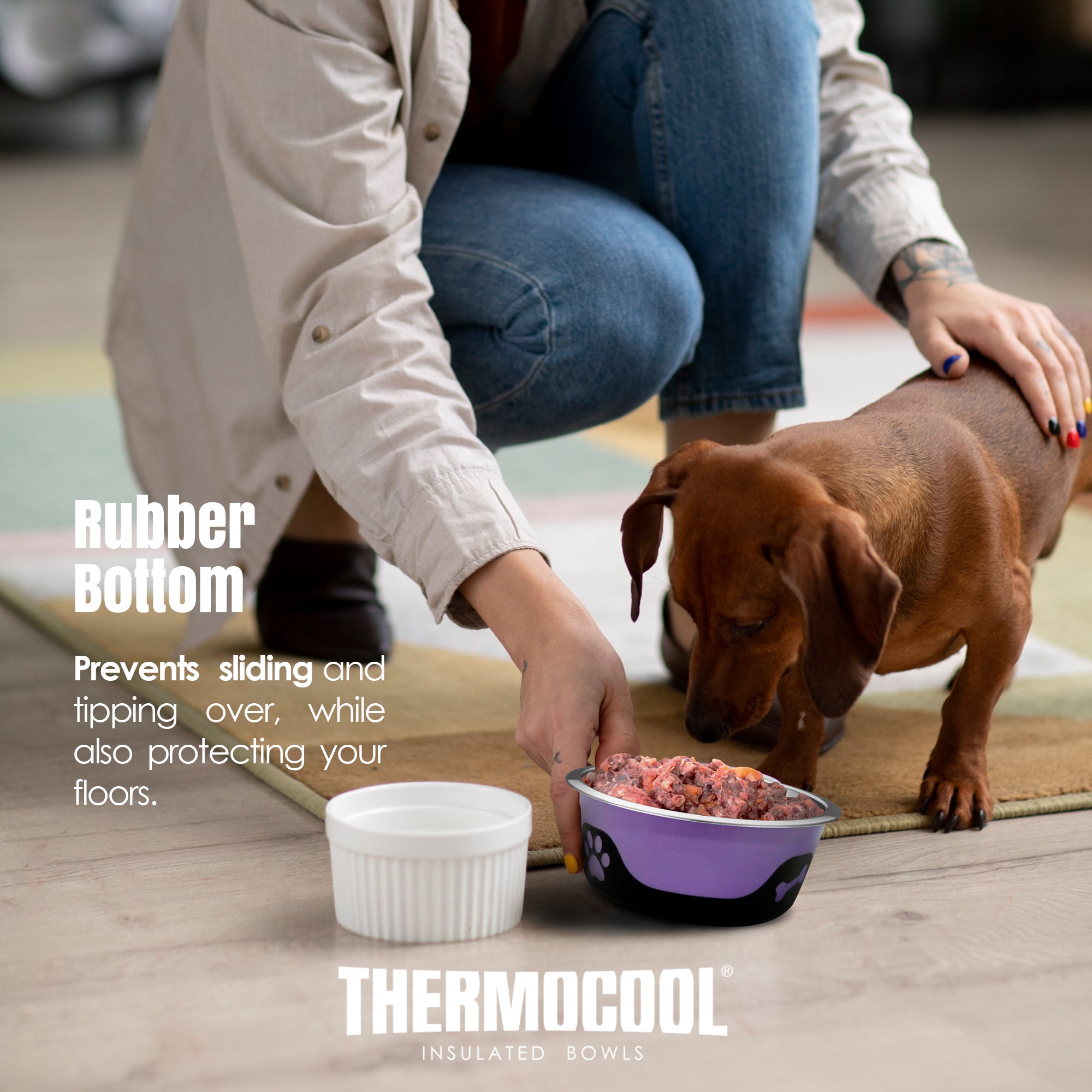 Thermocool Insulated Pet Bowls, No-Skid Base (Purple)