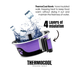 Thermocool Insulated Pet Bowls, No-Skid Base (Purple)