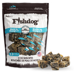 Fishdog Cod Bites Cubes, 2.5 oz - 100% Natural, Crunchy Dog Treats