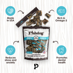 Fishdog Cod Bites Cubes, 2.5 oz - 100% Natural, Crunchy Dog Treats