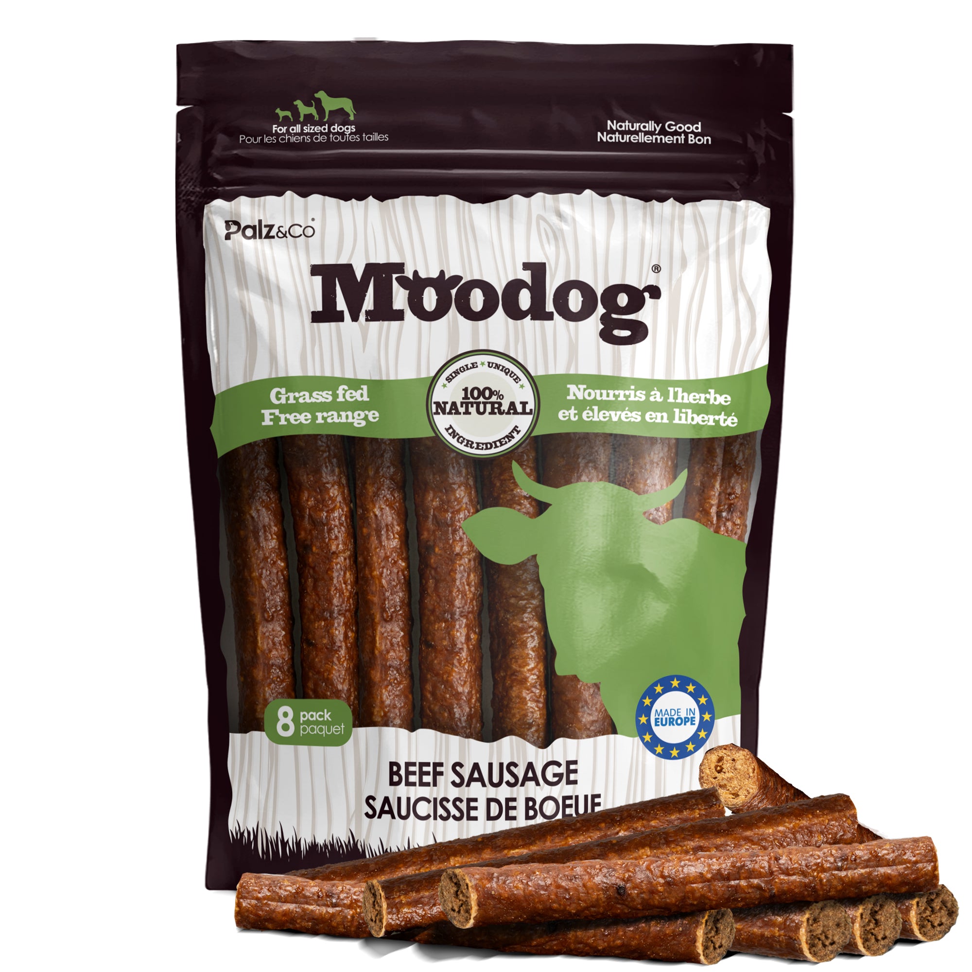 Moodog Beef Sausage Dog Treats - 8 & 20 Pack Main image