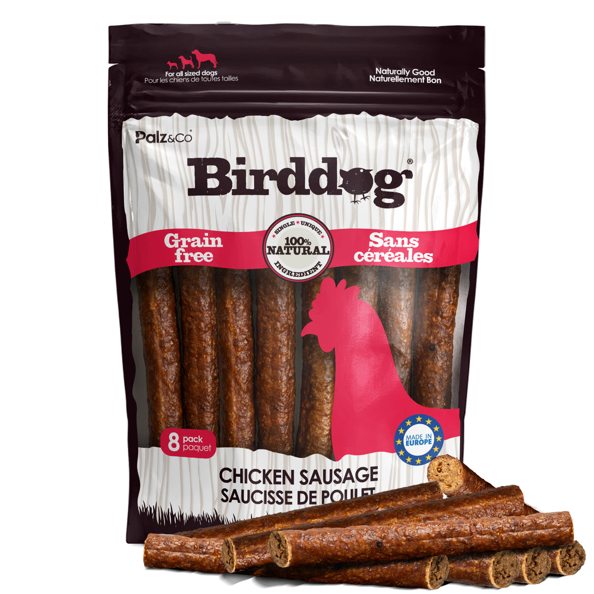 Birddog Chicken Sausage Dog Treats - 8 & 20 Pack