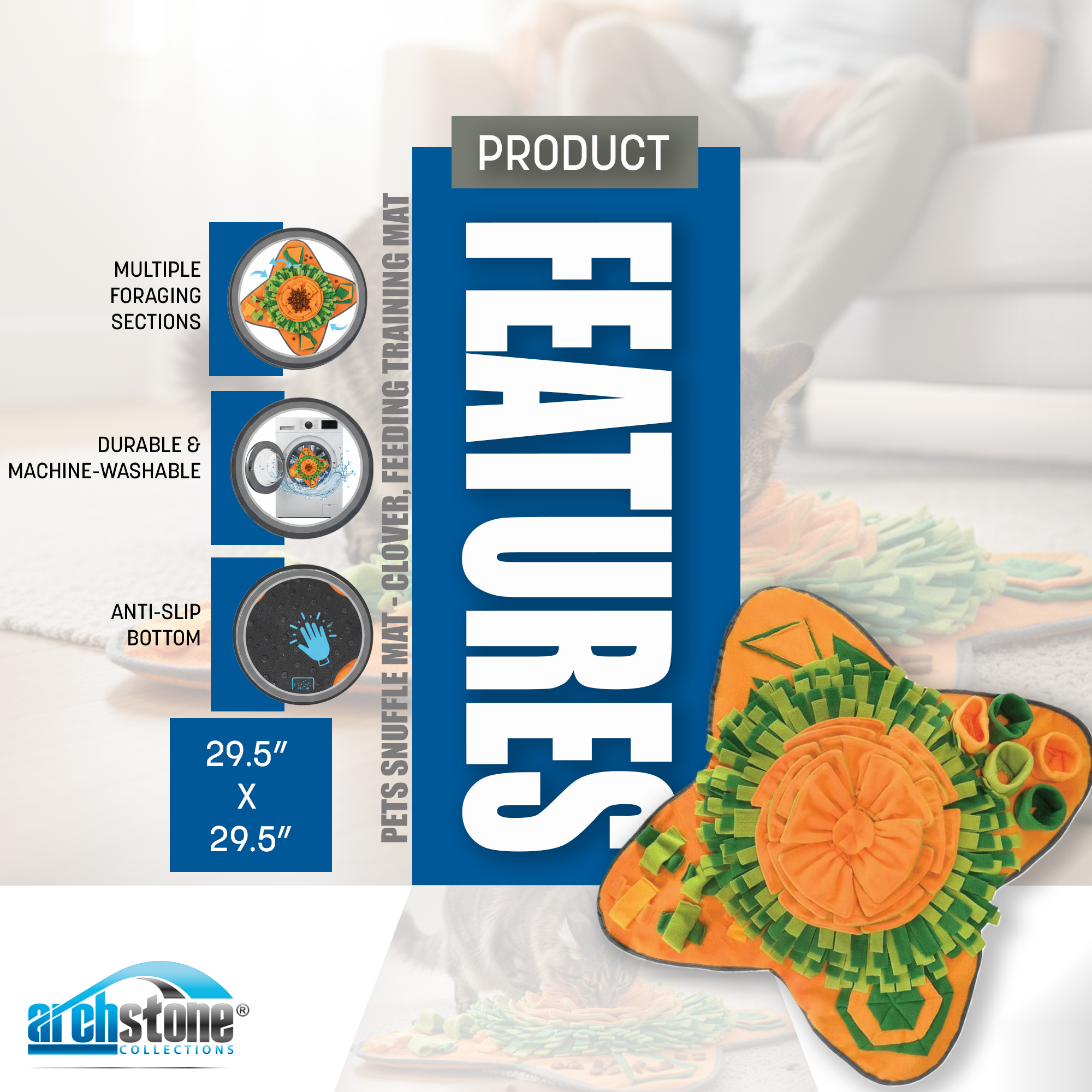 Snuffle Interactive Dog & Cat Feeding Mat - Forest Green