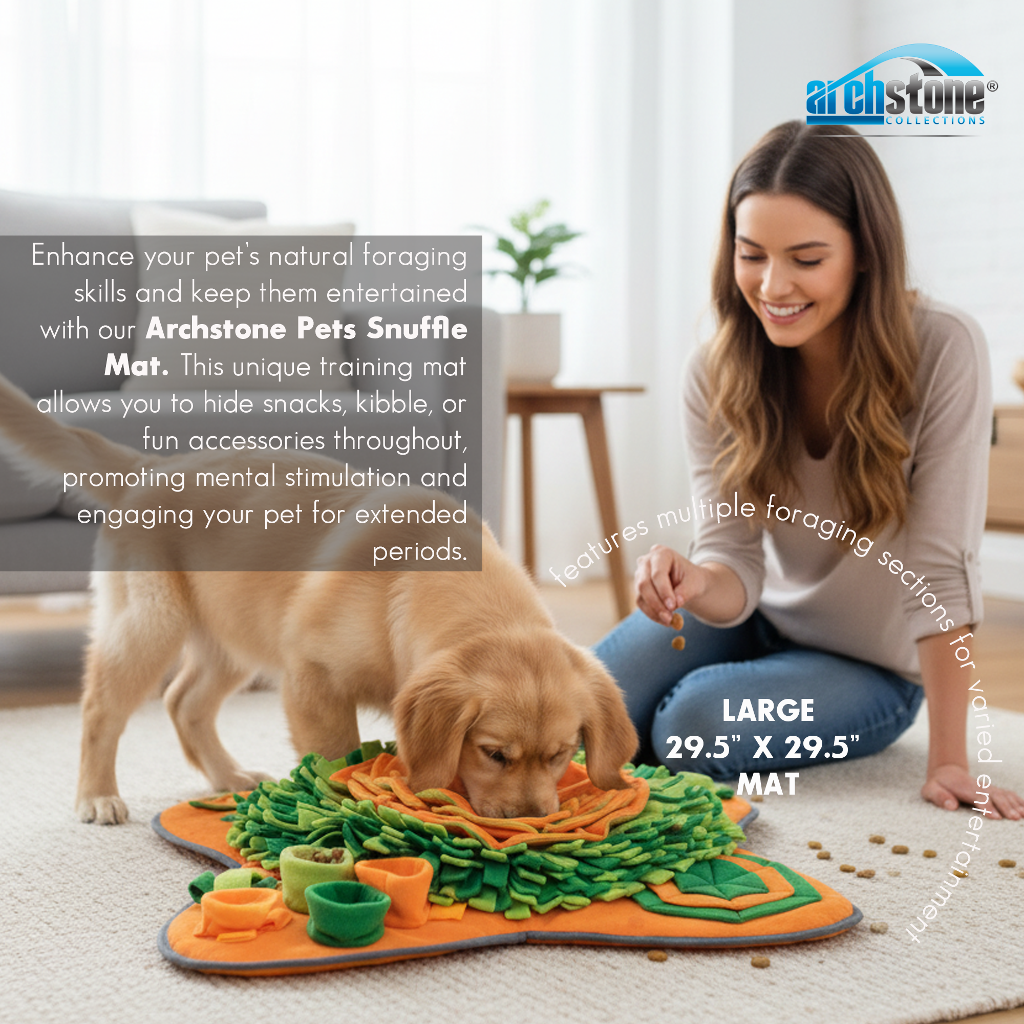 Snuffle Interactive Dog & Cat Feeding Mat - Forest Green