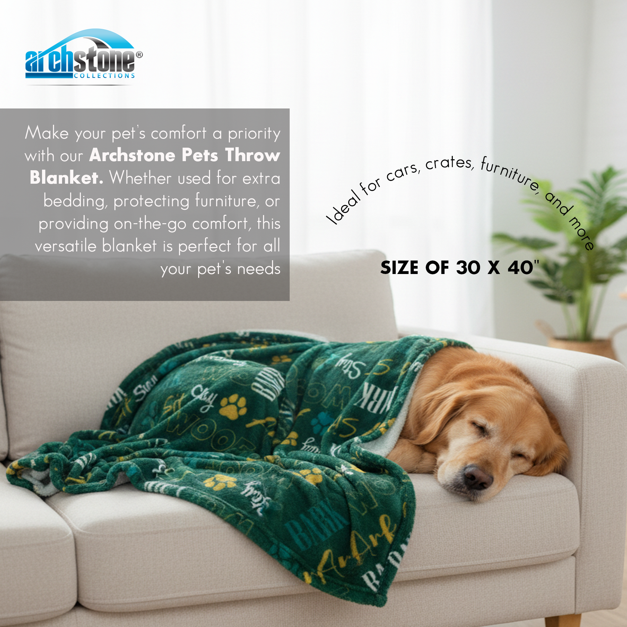 Archstone Pet - Pet Throw Blanket 30 x 40"