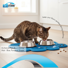 ArchStone Pet - Pet Dining Mat - Blue, Pawprint Shape
