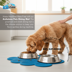 ArchStone Pet - Pet Dining Mat - Blue, Pawprint Shape