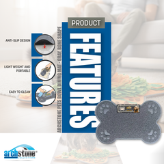 Archstone Pet - Pet Dining Mat - Gray, Bone Shape