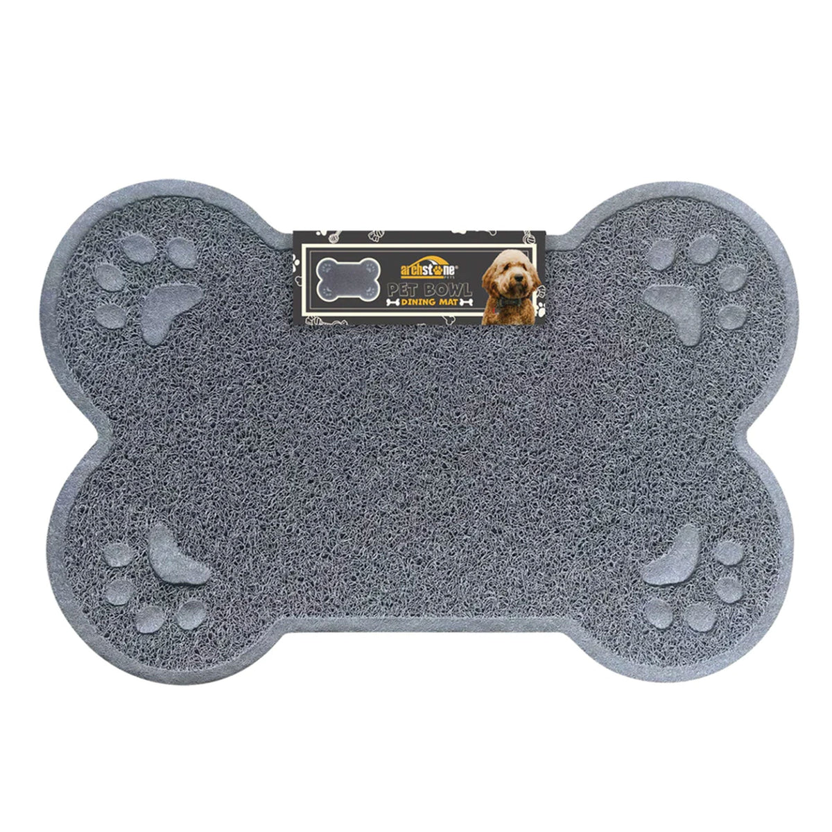 Archstone Pet - Pet Dining Mat - Gray, Bone Shape