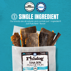 Fishdog Tuna Skin Dog Treats – Wild-Caught, Omega-3 Rich Fish Skin Chews – All-Natural, Grain-Free, Single Ingredient Snack – 2.5 oz (70g) by Palz&Co