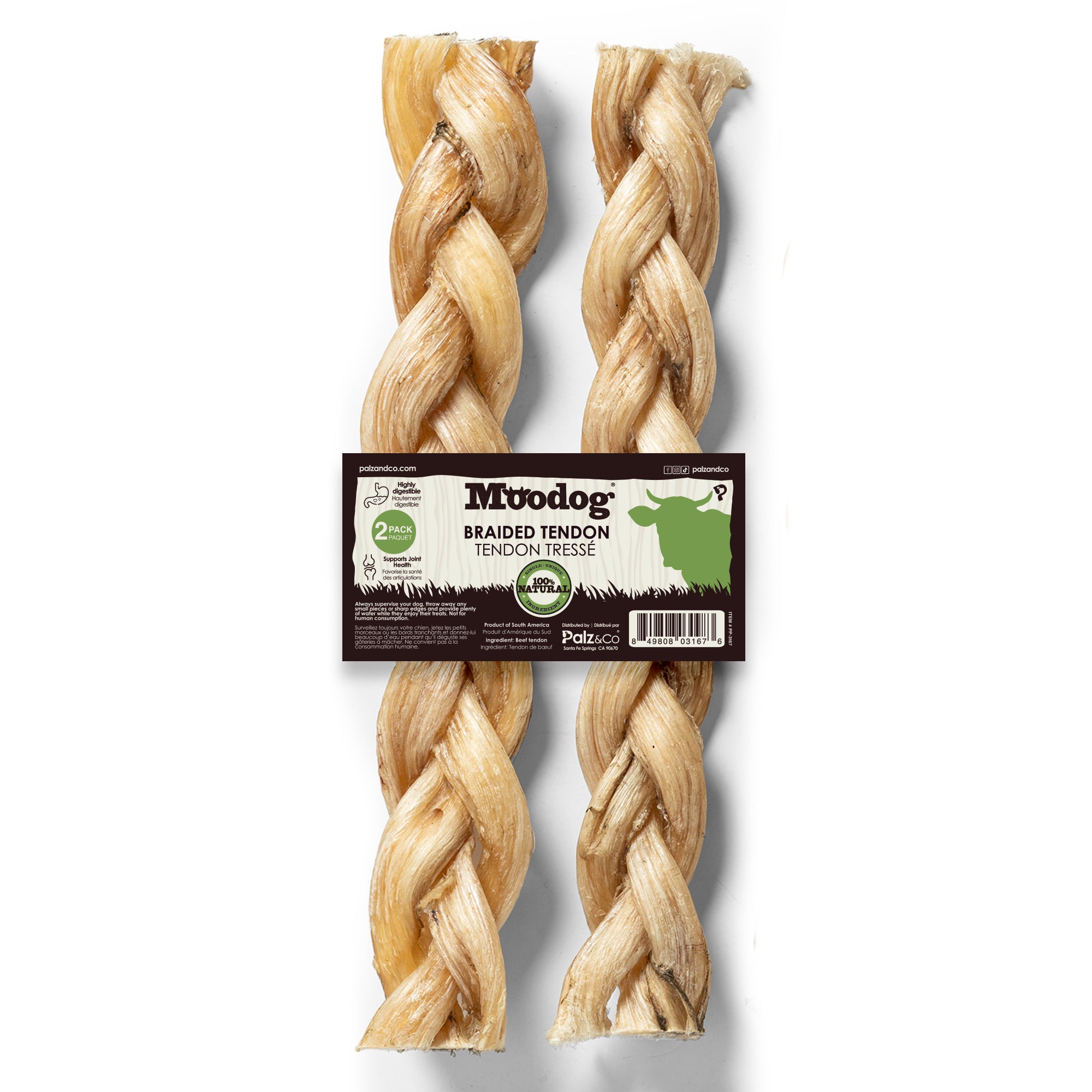 Braided beef tendon treats for dogs – Moodog natural 2 pack
