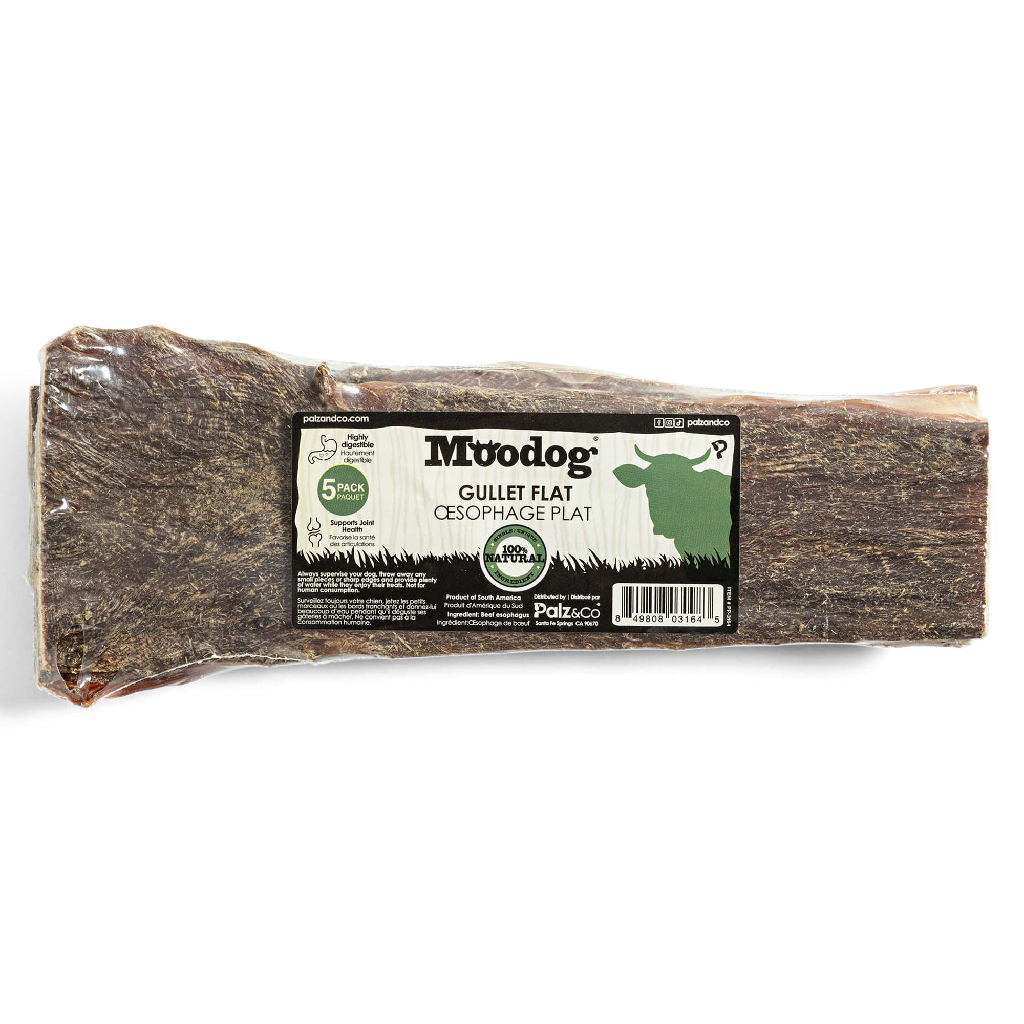 Moodog 8" Flat Beef Gullet - Pack of 5
