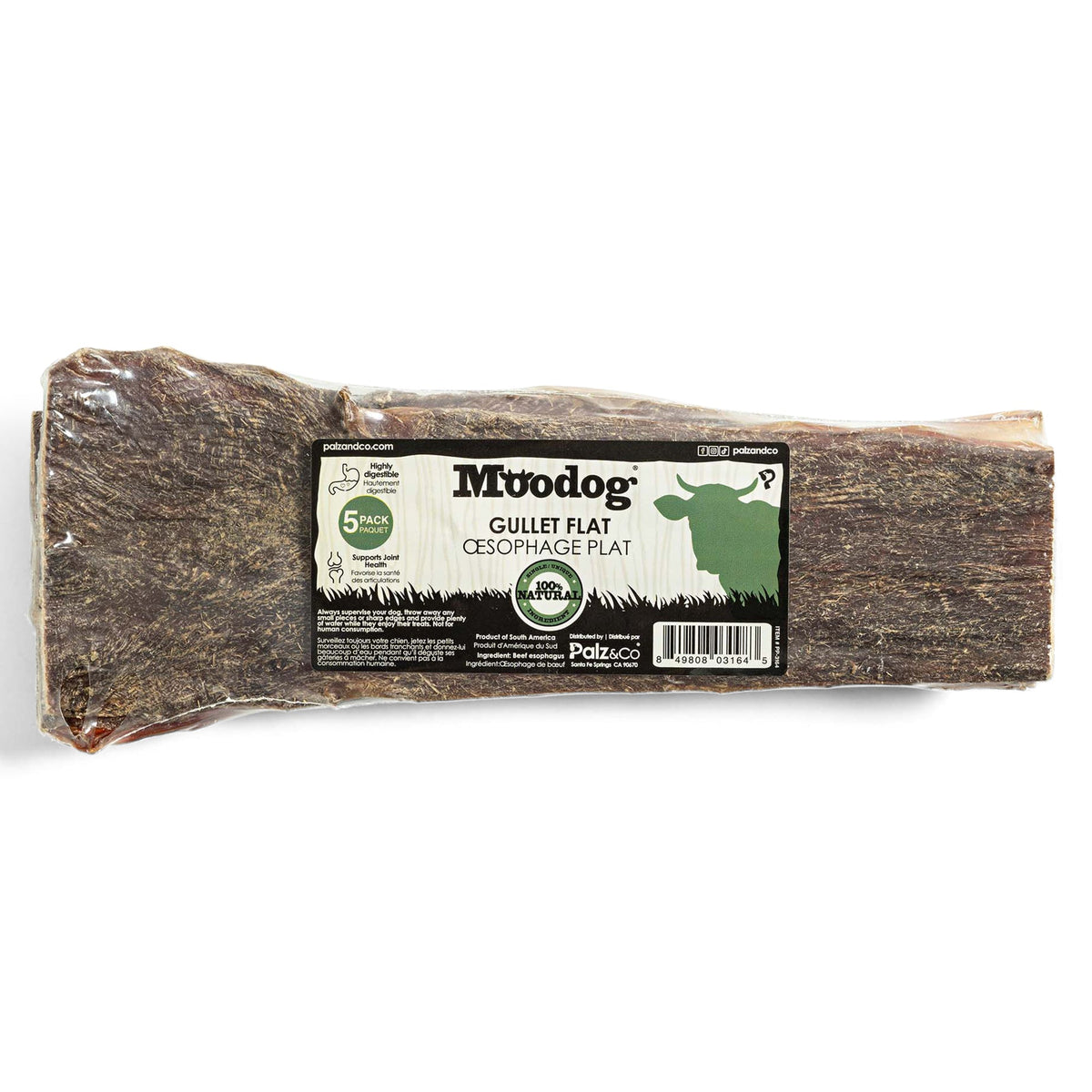 Moodog 8" Flat Beef Gullet - Pack of 5