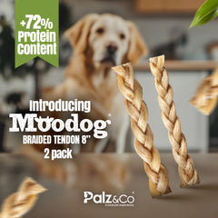 Moodog Beef Braided Tendon 8", 2 Pack