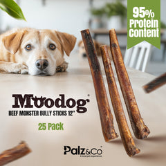 Moodog Beef Monster Bully Stick 6" & 12" - Pack of 25