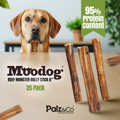 Moodog Beef Monster Bully Stick 6" & 12" - Pack of 25