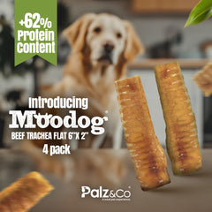 Moodog Beef Trachea Flat 6"x2", 4 Pack
