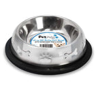 Stainless Steel Belly Pet Bowls Paw Bone Embossed, No-Skid Base