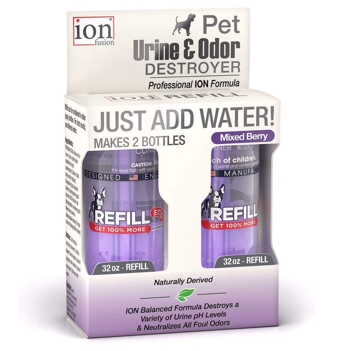 Ion Urine and Odor Destroyer -  Refill 2 Pack 32 oz, Mixed Berry