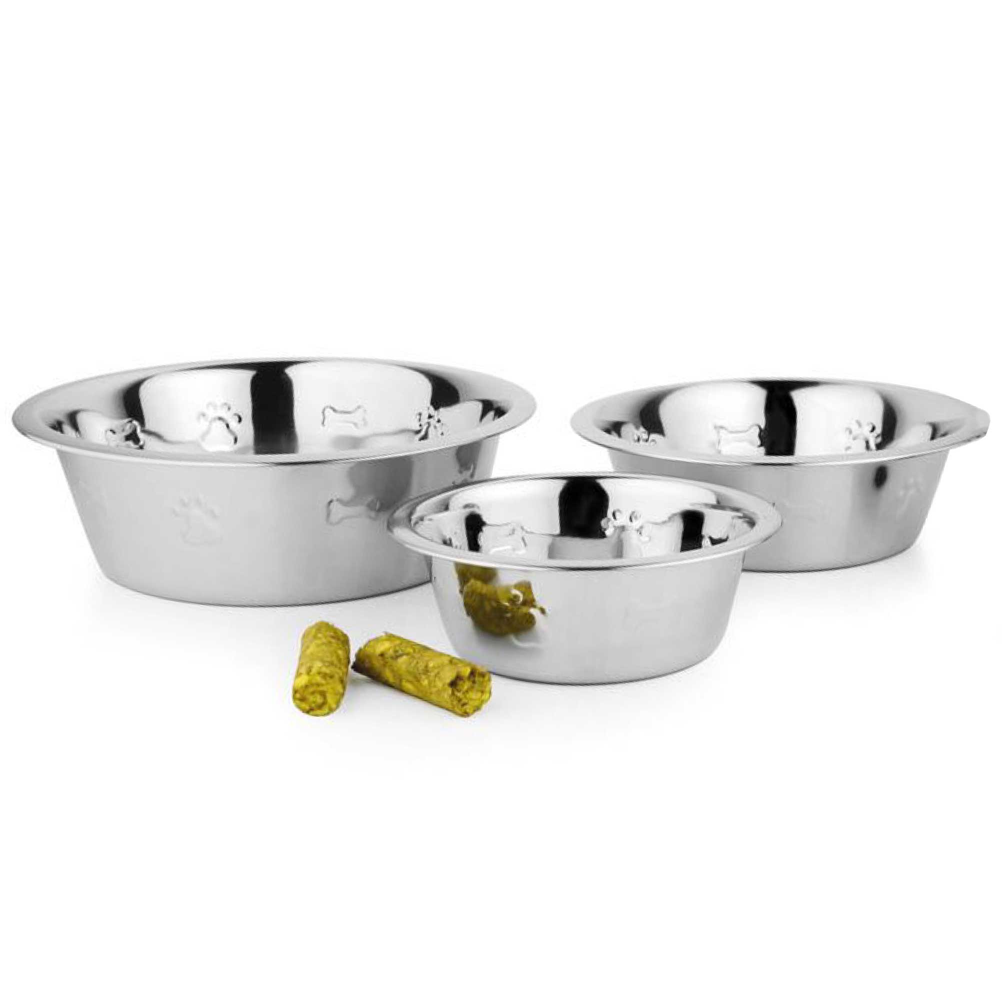 Palz&Co Stainless Steel Dog Bowl Embossed with Paw & Bone Main image