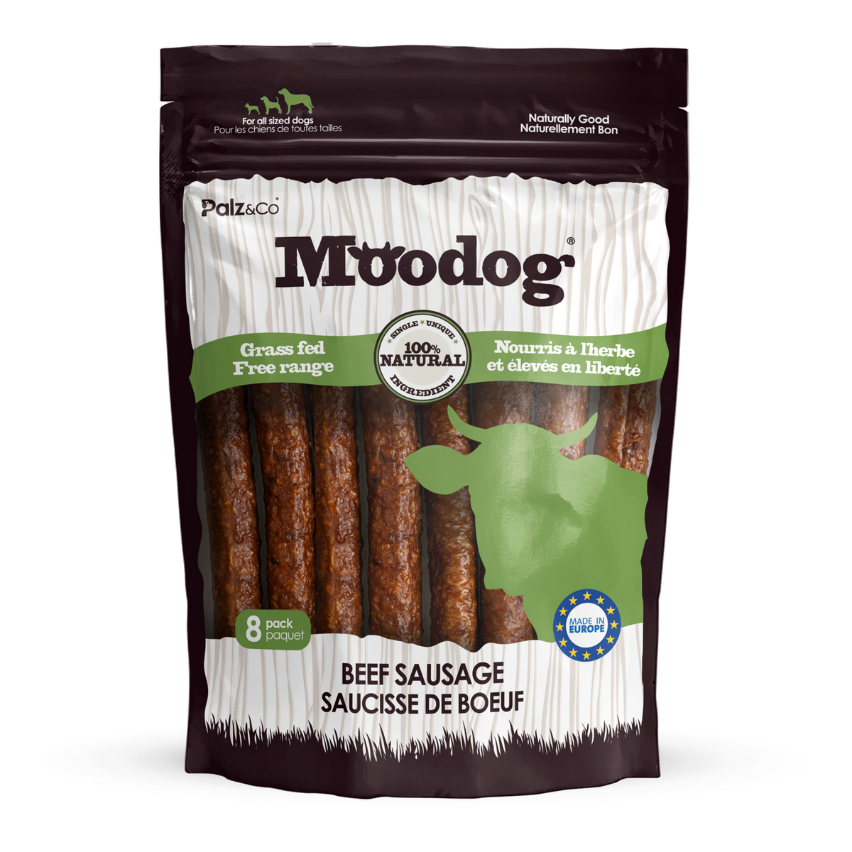Moodog Beef Sausage Dog Treats - 8 & 20 Pack