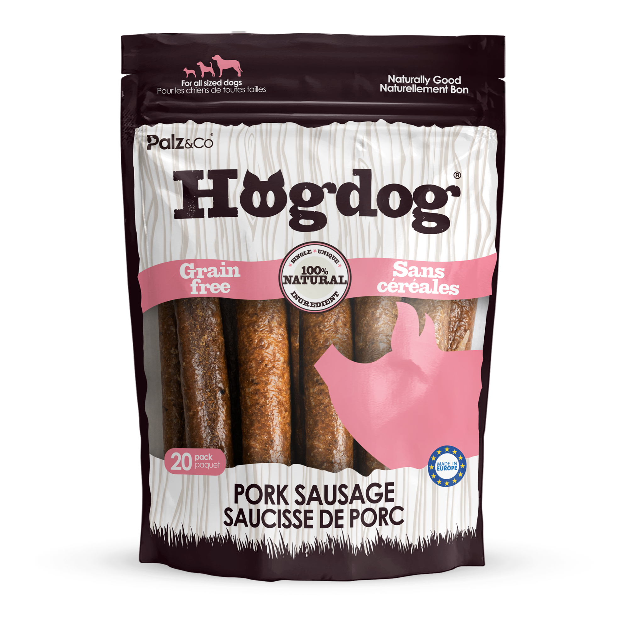 Hogdog Pork Sausage Dog Treats - 8 & 20 Pack Secondary image
