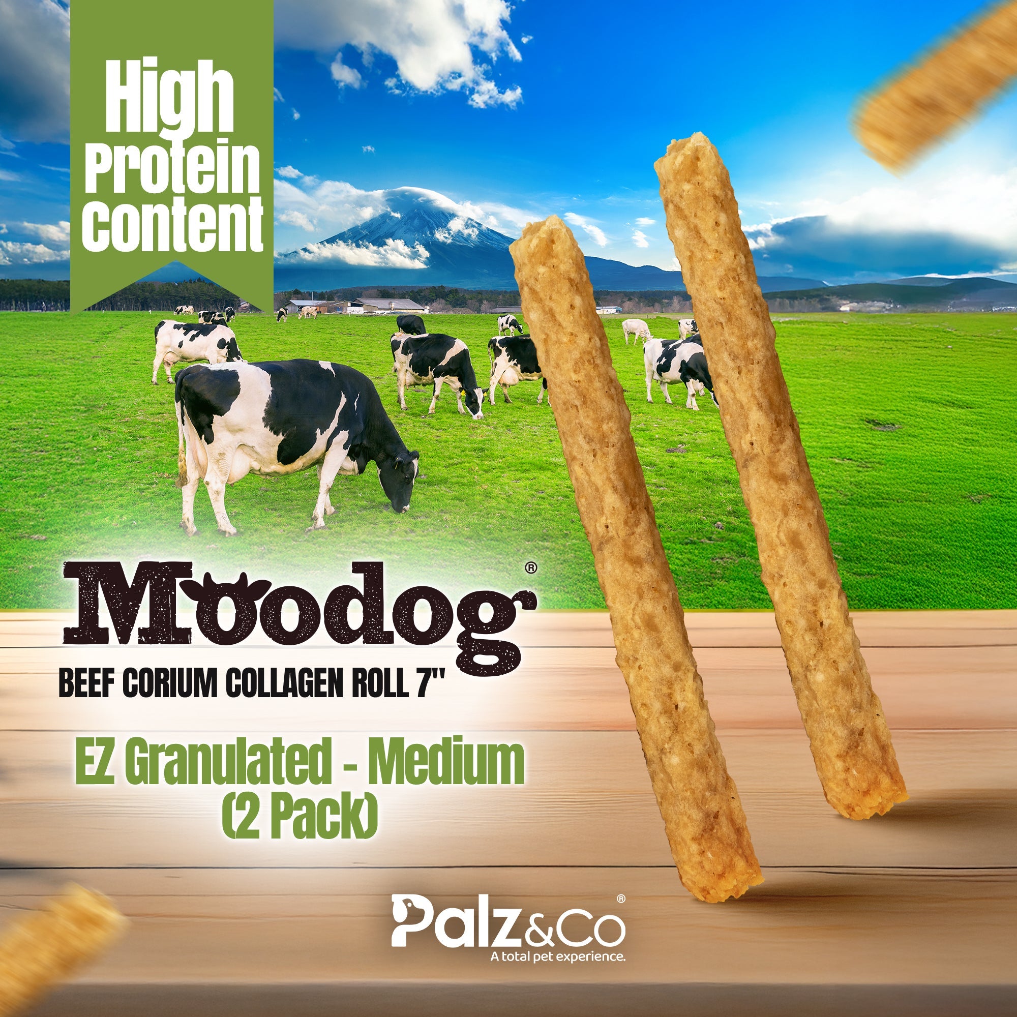 Moodog Easy-Chew Corium Collagen Dog Treat 7" & 10" Beef Flavor Roll