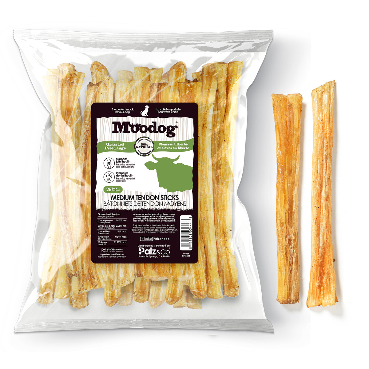 Moodog Beef Medium Tendon Stick - Pack of 25