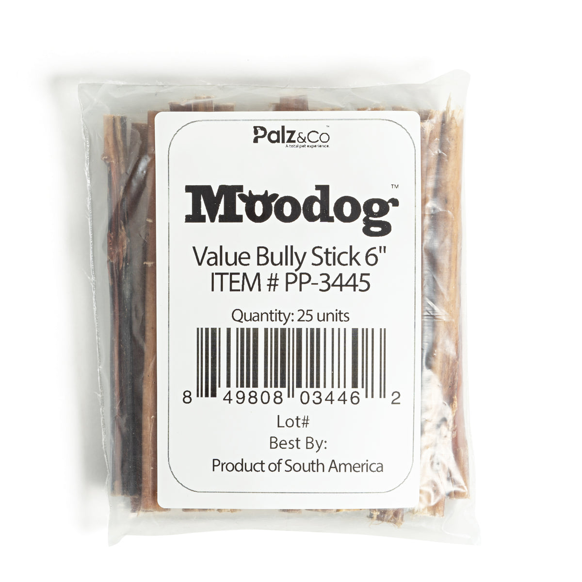Moodog Beef Value Bully Stick 6" - Pack of 25