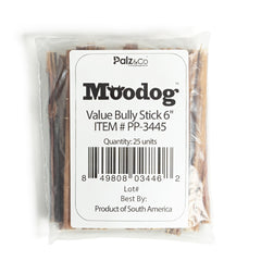 Moodog Beef Value Bully Stick 6" - Pack of 25