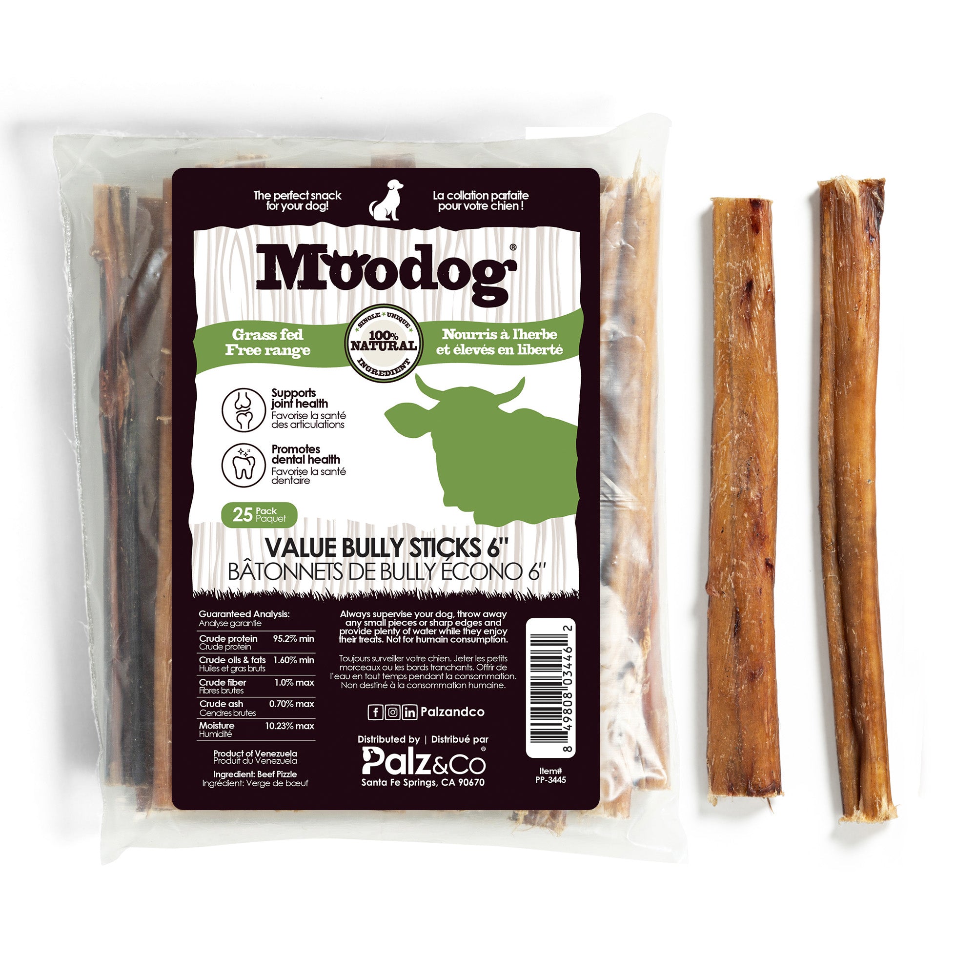 Moodog Beef Value Bully Stick 6" - Pack of 25