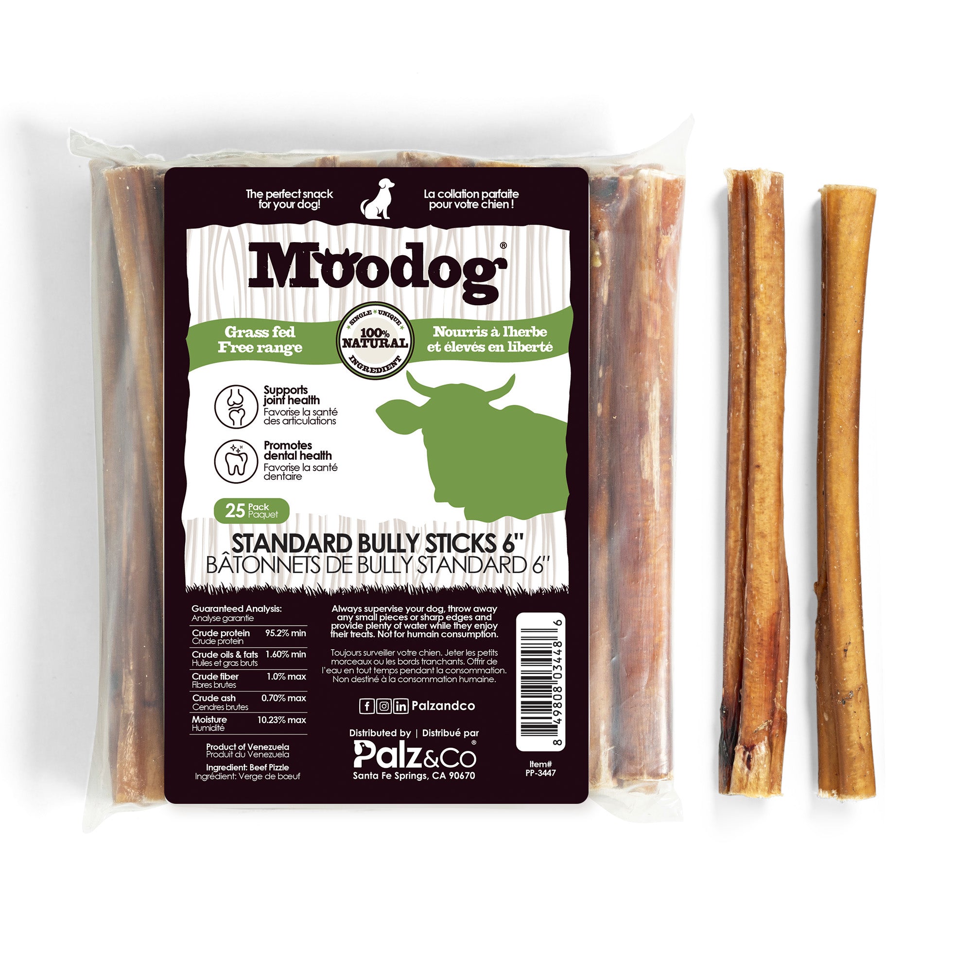 Moodog Beef Standard Bully Sticks 6" & 12" - Pack of 25