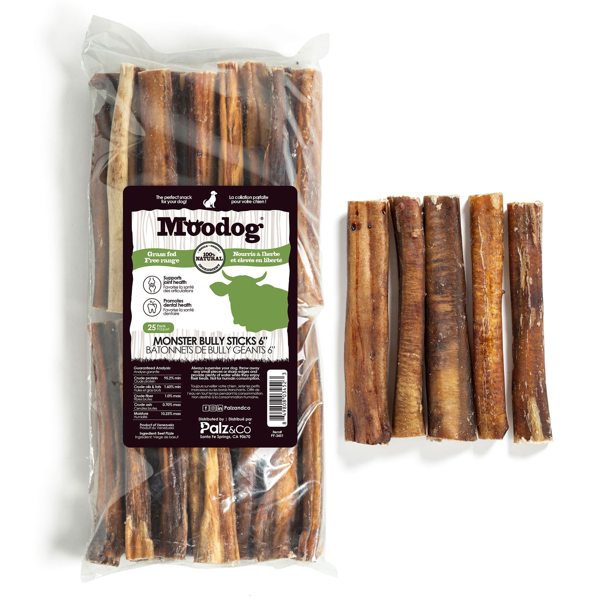 Moodog Beef Monster Bully Sticks 6"-12"- Pack of 25