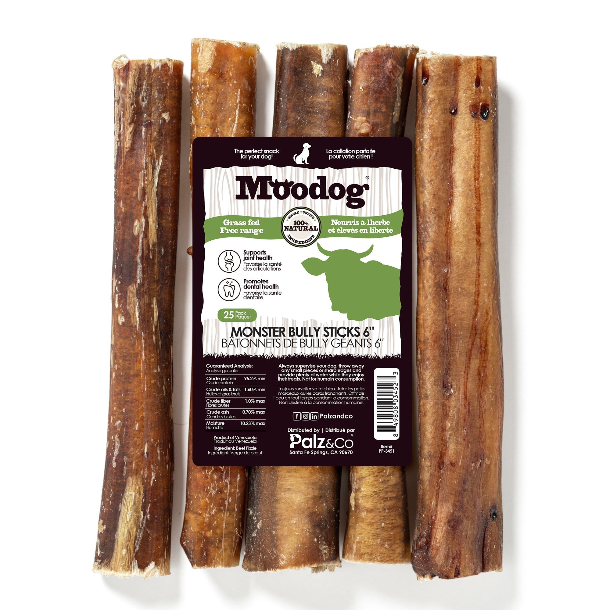 Moodog Beef Monster Bully Sticks 6"-12"- Pack of 25
