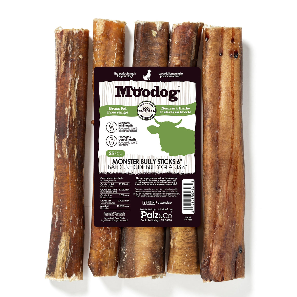 Moodog Beef Monster Bully Sticks 6"-12"- Pack of 25