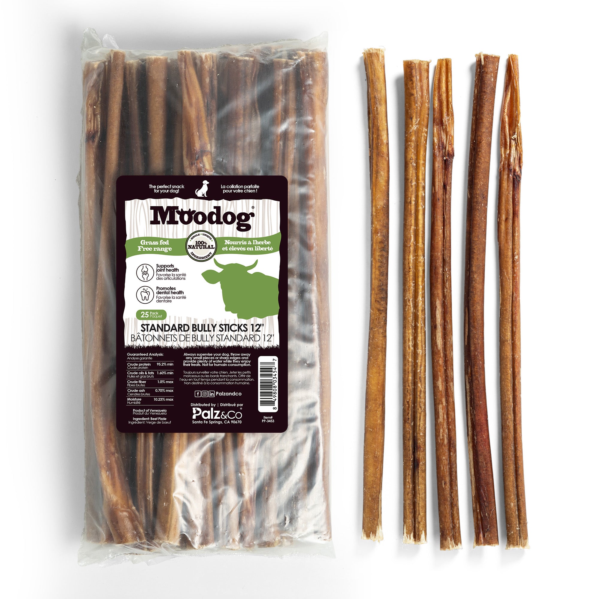 Moodog Beef Standard Bully Sticks 6" & 12" - Pack of 25