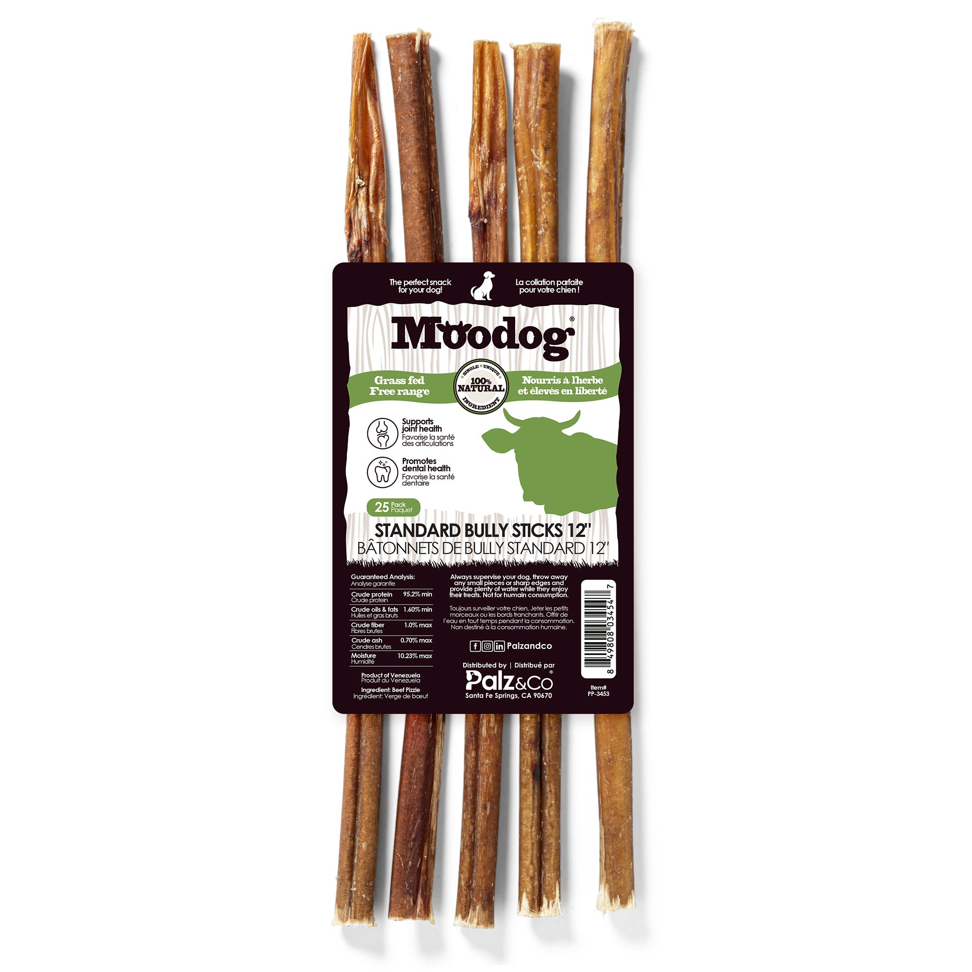 Moodog Beef Standard Bully Sticks 6" & 12" - Pack of 25