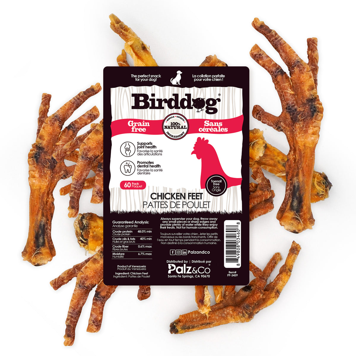 Birddog Chicken Feet (No Nails), Pack of 60