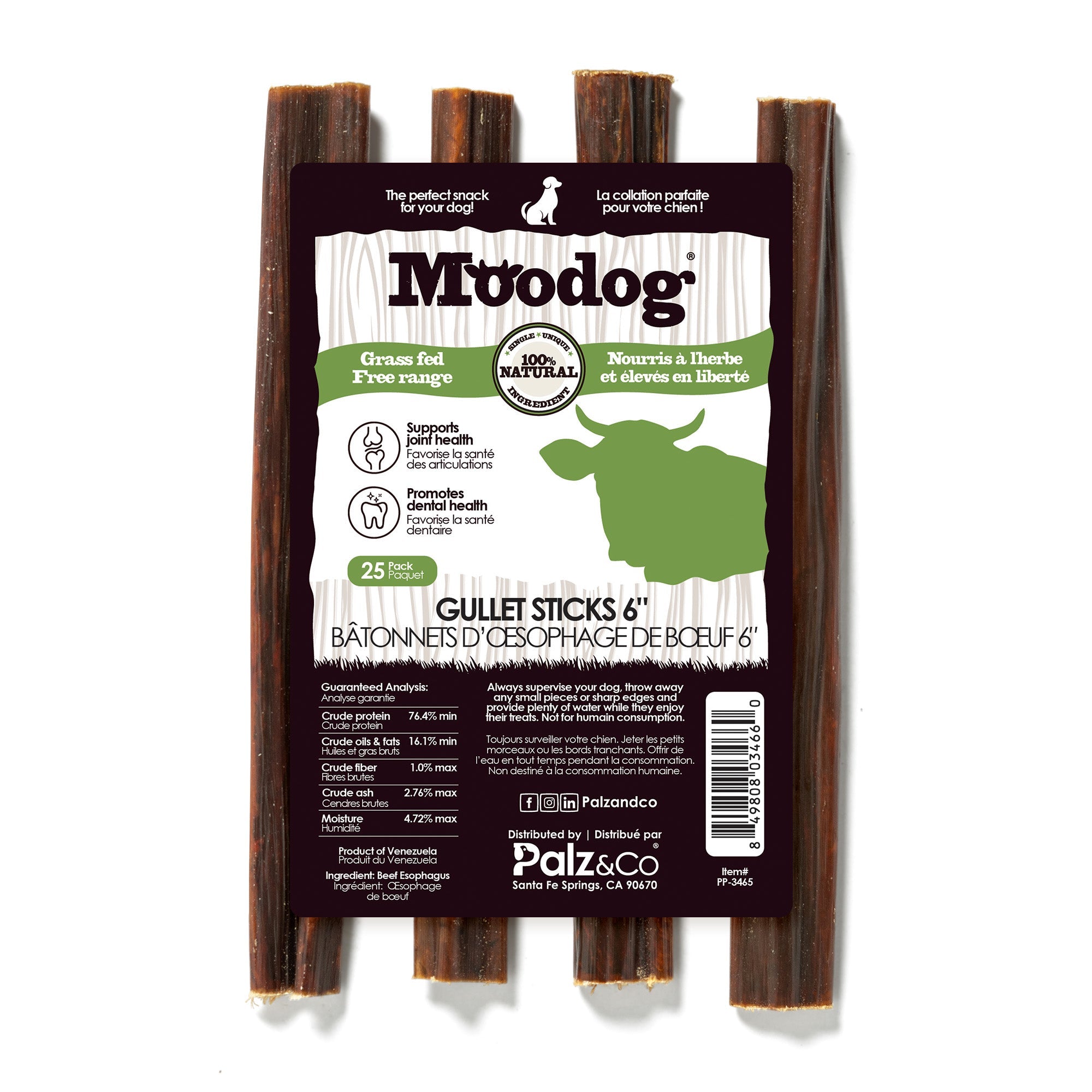 Moodog Beef Gullet Sticks 6-12" - Pack of 25