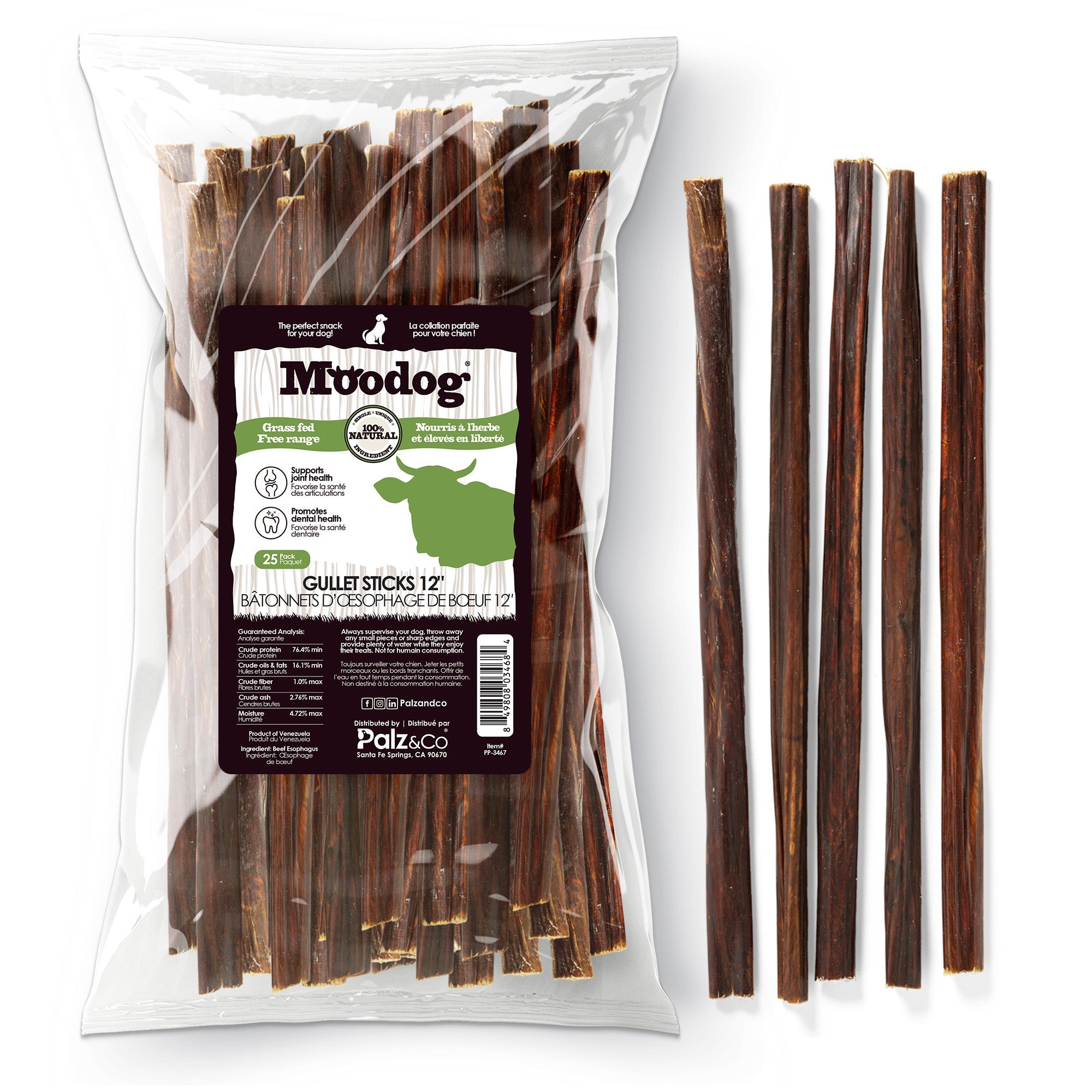 Moodog Beef Gullet Sticks 6-12" - Pack of 25