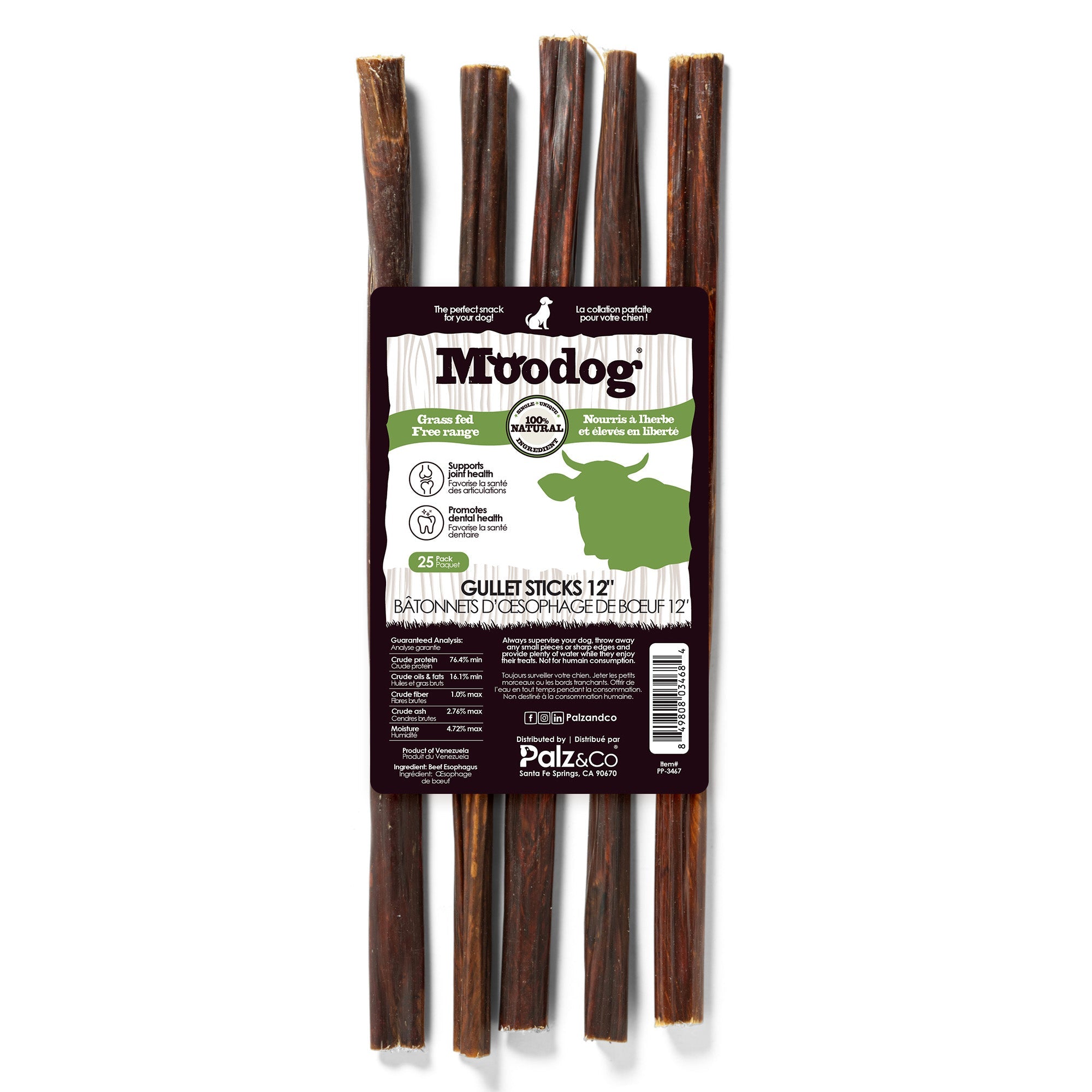 Moodog Beef Gullet Sticks 6-12" - Pack of 25