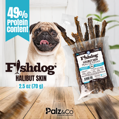 Fishdog Halibut Skin Dog Treats – Wild-Caught, Omega-3 Rich Fish Skin Chews – All-Natural, Single Ingredient, Grain-Free – 2.5 oz (70g) by Palz&Co