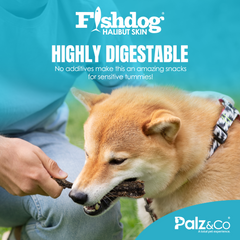 Fishdog Halibut Skin Dog Treats – Wild-Caught, Omega-3 Rich Fish Skin Chews – All-Natural, Single Ingredient, Grain-Free – 2.5 oz (70g) by Palz&Co
