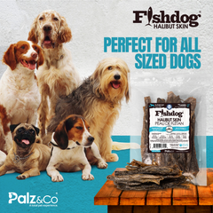 Fishdog Halibut Skin Dog Treats – Wild-Caught, Omega-3 Rich Fish Skin Chews – All-Natural, Single Ingredient, Grain-Free – 2.5 oz (70g) by Palz&Co