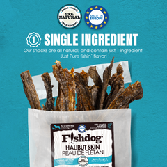 Fishdog Halibut Skin Dog Treats – Wild-Caught, Omega-3 Rich Fish Skin Chews – All-Natural, Single Ingredient, Grain-Free – 2.5 oz (70g) by Palz&Co